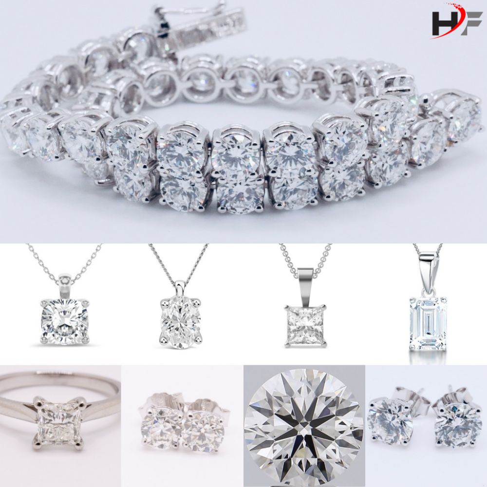 ** Diamond & Jewellery Event ** GIA Natural Heart Cut 2.42 Carat Diamond Earrings - 40 Carat Round Brilliant Cut Diamond Tennis Necklace