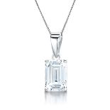 Emerald Cut Diamond 4.03 Carat D Colour VVS2 Clarity - Necklace Pendant - 18kt White Gold