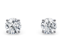 Round Brilliant Cut Natural Diamond 2.00 Carat H Colour VS2 Clarity White Gold Earrings - IGI