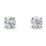 Round Brilliant Cut 2.00 Carat Natural Diamond Earrings 18kt White Gold - H Colour VVS2 Clarity- IGI