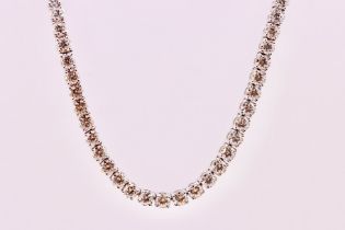 Round Brilliant Diamond Tennis Necklace 40 Carats Set in 18kt White Gold - IGI