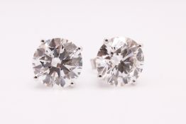 Round Brilliant Cut 8.93 Carat Diamond 18kt White Gold Earrings- F/E Colour VVS2 Clarity IGI