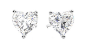 ** ON SALE **Heart Natural 2.41 Carat Diamond Earrings Set in Platinum - D Colour - SI1 Clarity -GIA