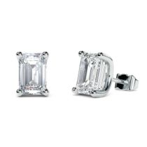 Emerald Cut 2.00 Carat Diamond Earrings Set in Platinum D Colour - VS2 Clarity - GIA