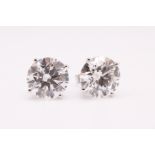 Round Brilliant Cut 8.93 Carat Diamond 18kt White Gold Earrings- F/E Colour VVS2 Clarity IGI