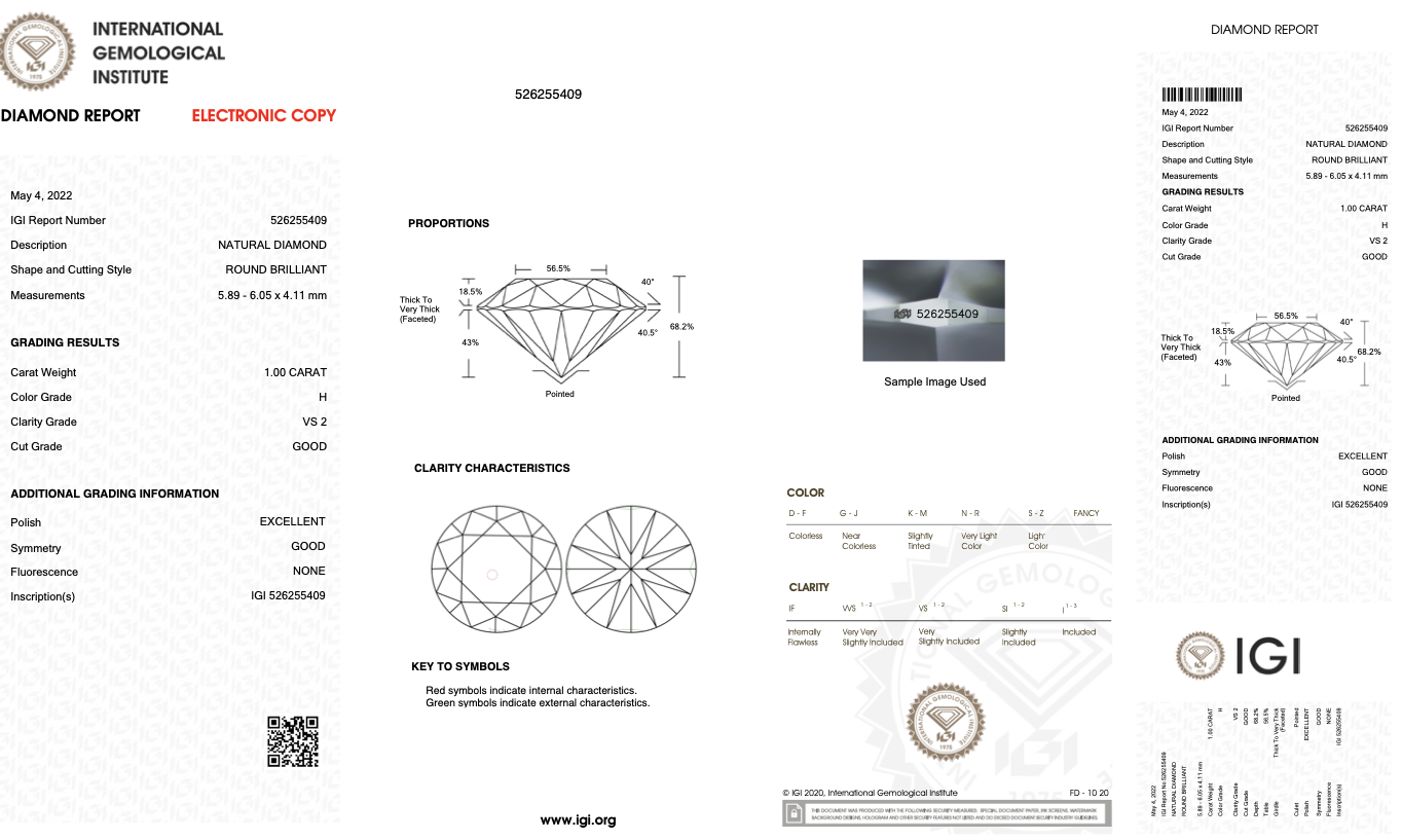 Round Brilliant Cut Natural Diamond 2.00 Carat H Colour VS2 Clarity White Gold Earrings - IGI - Image 9 of 10