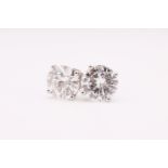 Round Brilliant Cut 4.07 Carat Natural Diamond Platinum Earrings - D Colour VS Clarity - DGI