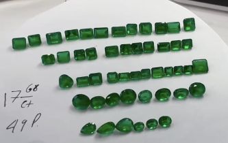 Parcel Of 49 ** Natural Emeralds ** 17.68 Carats - Sizes From 0.11 - 0.62 Carats