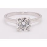 Round Brilliant Cut Natural Diamond Ring 1.09 Carat I Colour SI2 Clarity EX EX EX - GIA