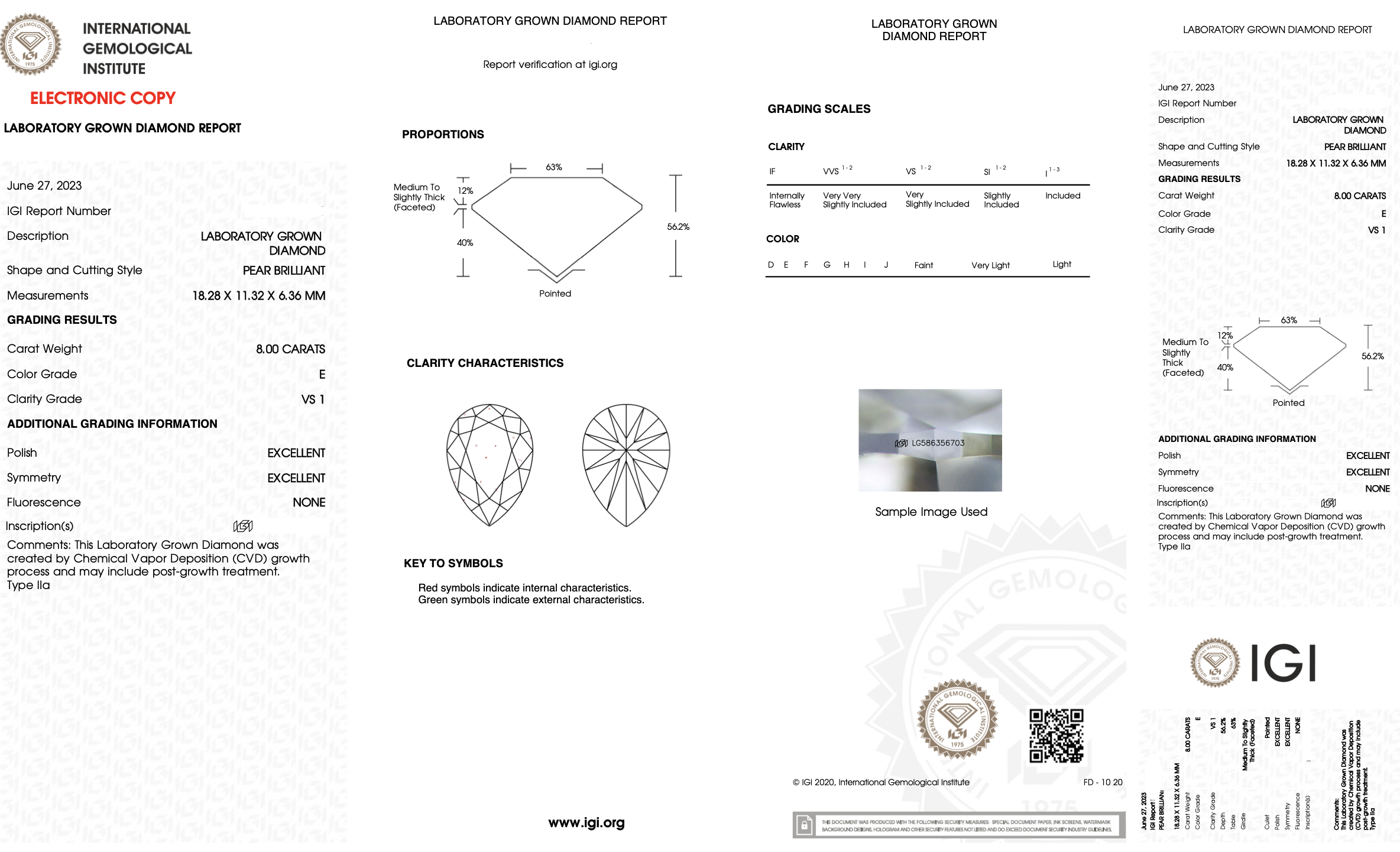 Oval Cut 8.00 Carat Diamond E Colour VS1 Clarity EX EX - IGI - Image 6 of 7