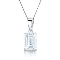 Emerald Cut Diamond 2.00 Carat D Colour VVS2 Clarity - Necklace Pendant - 18kt White Gold -IGI