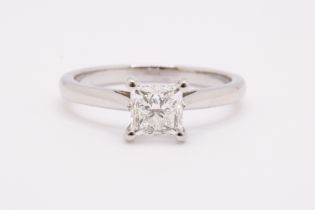 Princess Cut Natural Diamond Ring 1.00 Carat H Colour VS2 Clarity EX EX - IGI