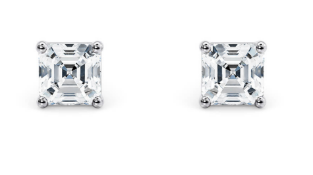 Asscher Cut 2.10 Carat Diamond Earrings Set in 18kt White Gold - E Colour VS Clarity - GIA