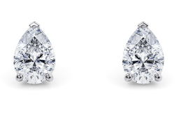 Pear Cut 2.00 Carat Natural Diamond Earrings 18kt White Gold - Colour D - SI Clarity- GIA