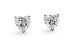 Heart Cut 3.00 Carat Natural Diamond Earrings 18kt White Gold - Colour D - SI Clarity- GIA