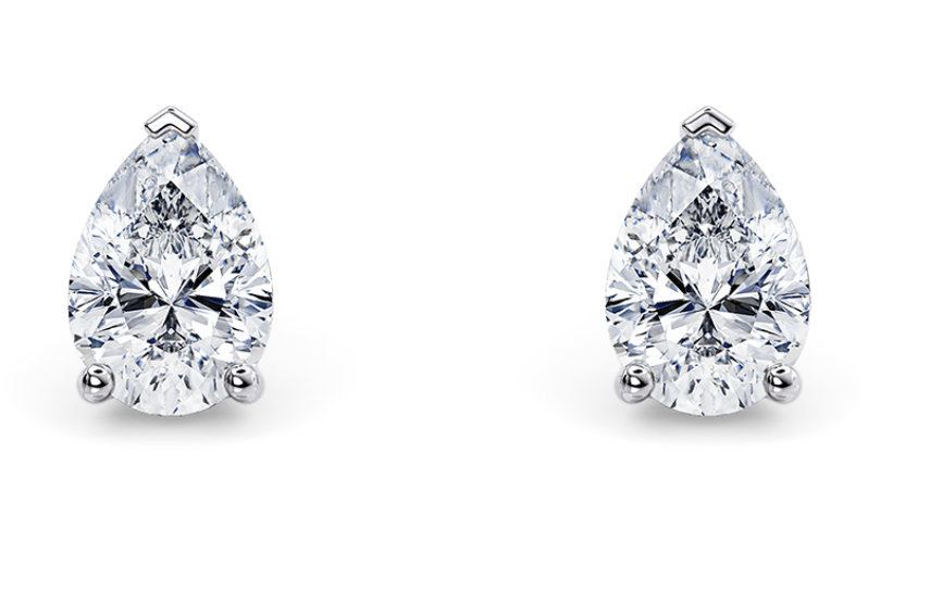 Pear Cut 2.00 Carat Natural Diamond Earrings 18kt White Gold - Colour E - SI Clarity- GIA