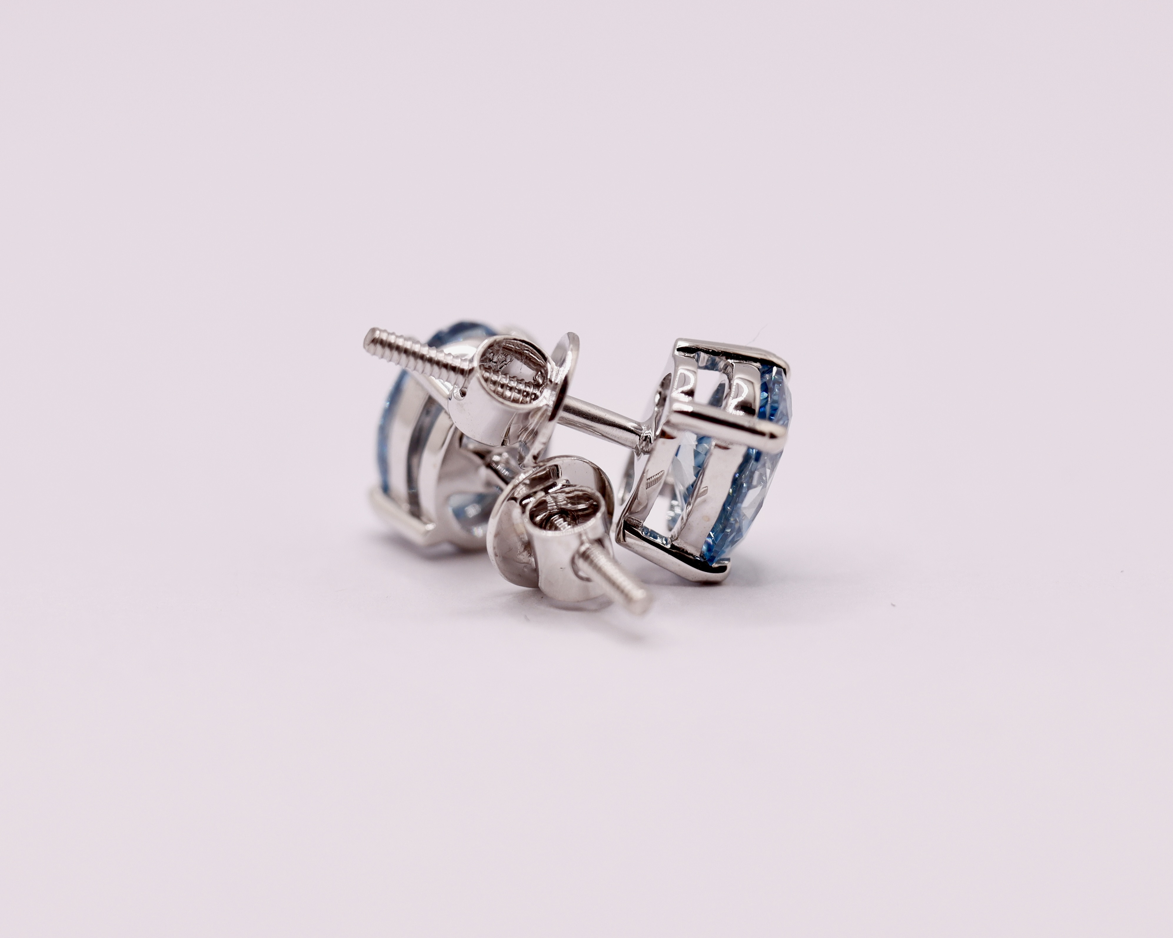 Fancy Blue Oval Cut 2.25 Carat Diamond 18Kt White Gold Earring Set -VS1 Clarity - Image 8 of 13