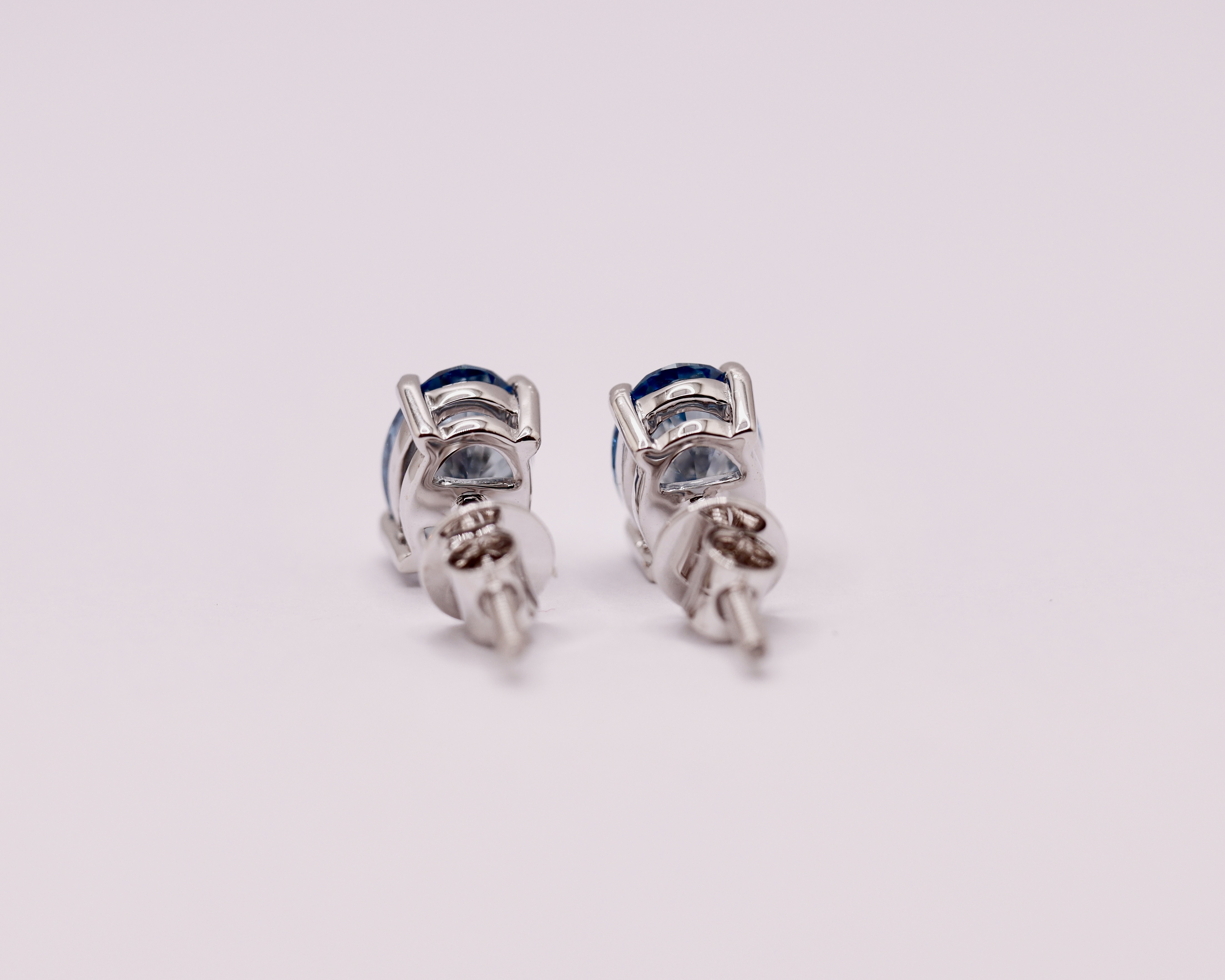 Fancy Blue Oval Cut 2.25 Carat Diamond 18Kt White Gold Earring Set -VS1 Clarity - Image 7 of 13
