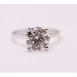 ** ON SALE ** Round Brilliant Cut 2.50 Carat Diamond 18kt White Gold Ring - F Colour VS2 Clarity