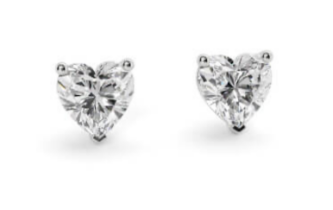 Heart Cut 2.00 Carat Natural Diamond Earrings 18kt White Gold - Colour D - SI Clarity- GIA