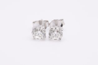 *ON SALE*Round Brilliant Cut 2.00 Carat Natural Diamond Earrings 18kt White Gold - H Colour VVS2