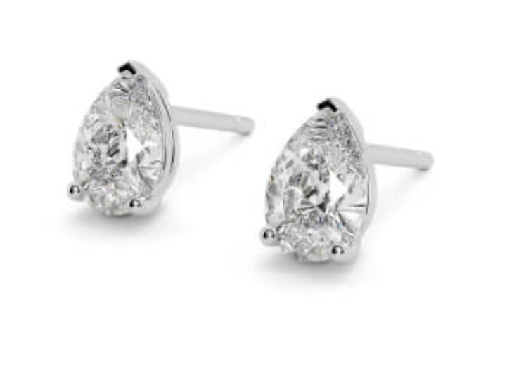 Pear Cut 2.00 Carat Natural Diamond Earrings 18kt White Gold - Colour E - SI Clarity- GIA - Image 2 of 4