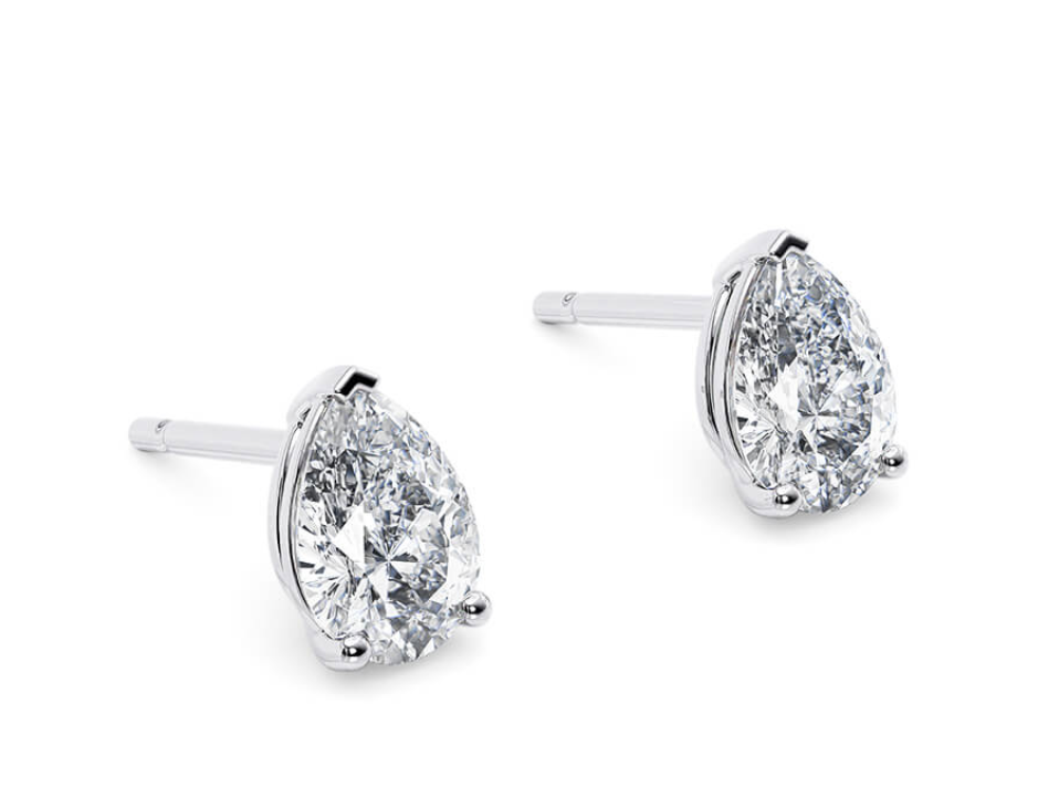 Pear Cut 2.00 Carat Natural Diamond Earrings 18kt White Gold - Colour E - SI Clarity- GIA - Image 3 of 4