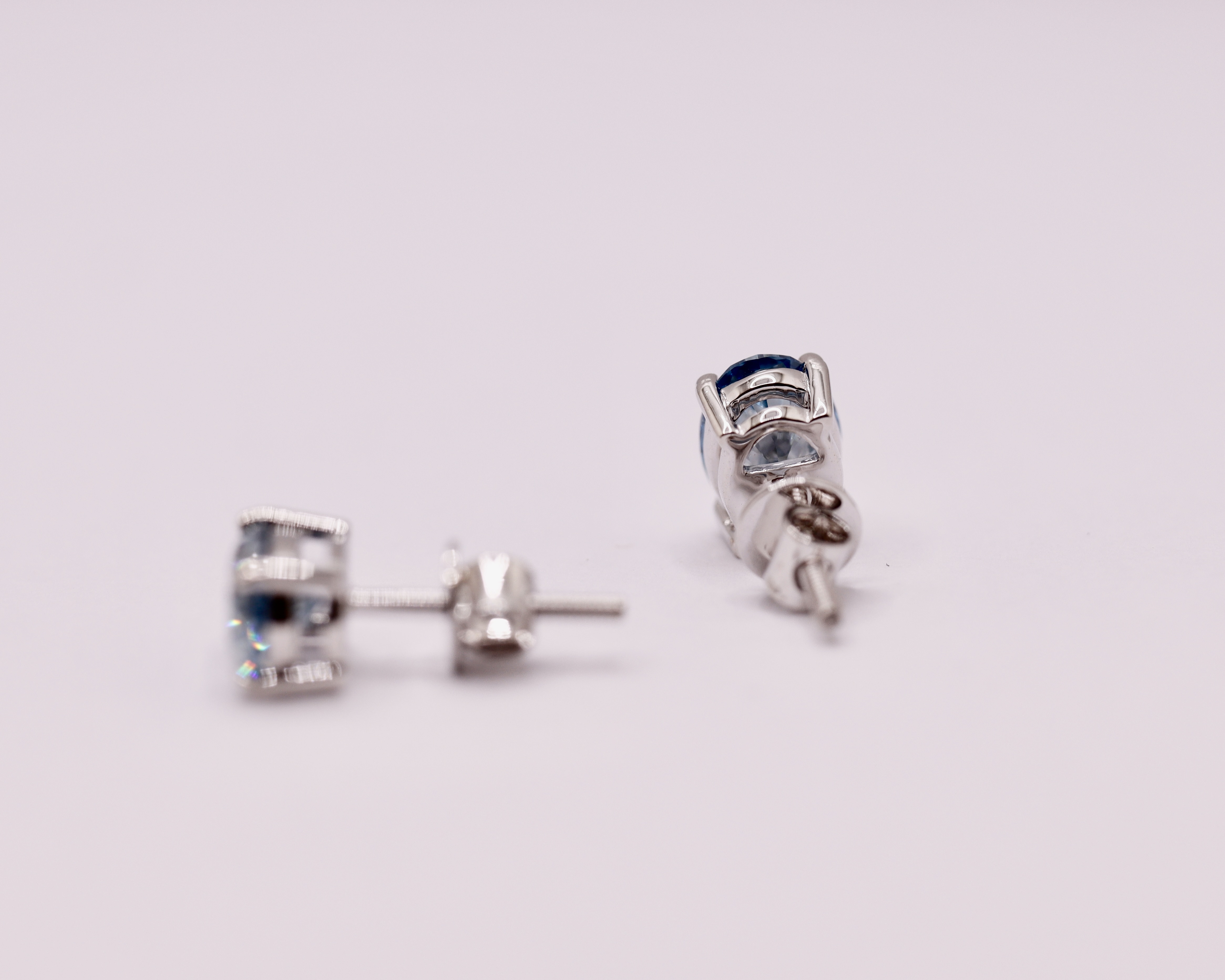 Fancy Blue Oval Cut 2.25 Carat Diamond 18Kt White Gold Earring Set -VS1 Clarity - Image 4 of 13