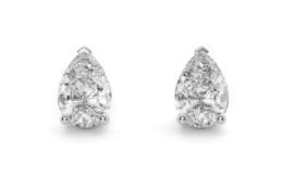 Pear Cut 2.00 Carat Natural Diamond Earrings 18kt White Gold - Colour G - SI Clarity- GIA