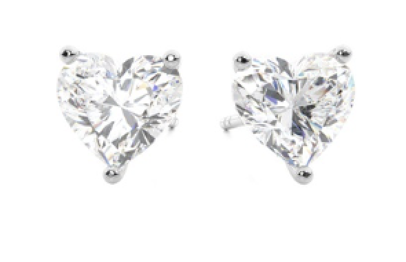 Heart Cut 6.00 Carat Diamond Earrings Set in 18kt White Gold - F Colour VS Clarity - IGI