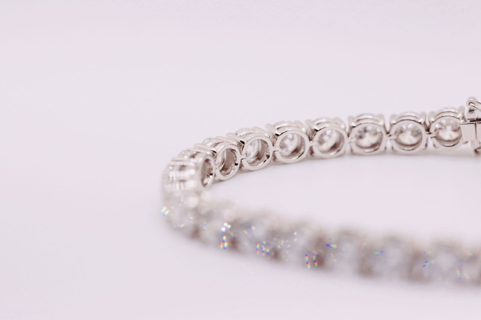 ** ON SALE ** Round Brilliant Cut 21 Carat Diamond Tennis Bracelet D Colour VVS Clarity - Bild 3 aus 14