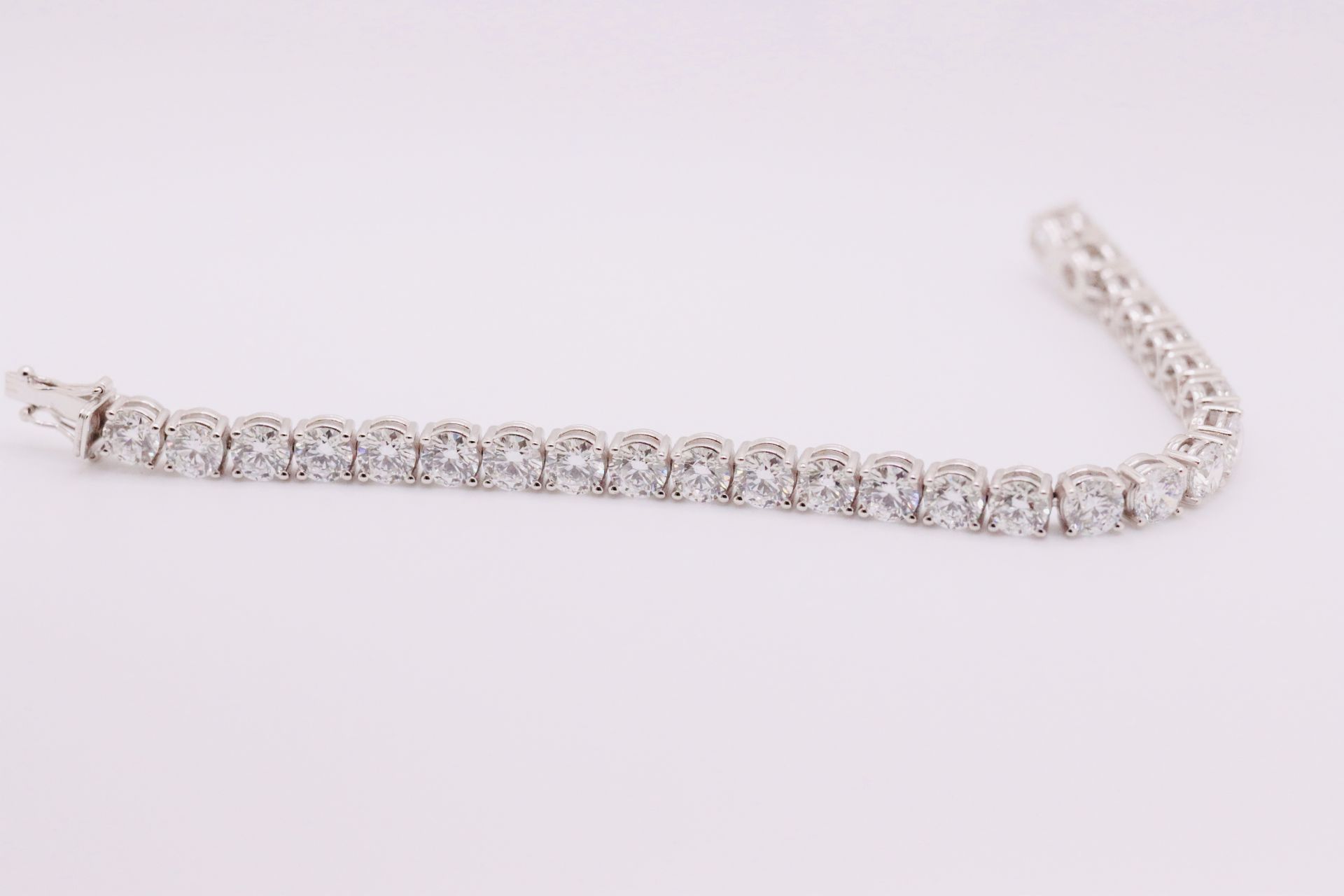 ** ON SALE ** Round Brilliant Cut 21 Carat Diamond Tennis Bracelet D Colour VVS Clarity - Bild 10 aus 14