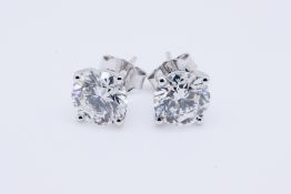 ** ON SALE ** Round Brilliant Cut 5.00 Carat Diamond Earrings Set in 18kt White Gold - D Colour SI1