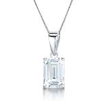** ON SALE ** Emerald Cut Diamond 4.03 Carat D Colour VVS2 Clarity - Necklace Pendant - 18kt White