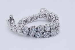 Round Brilliant Cut 18 Carat Diamond Tennis Bracelet D Colour VVS Clarity - 18Kt White Gold - IGI