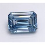 Emerald Cut Diamond Fancy Blue Colour VS1 Clarity 4.05 Carat EX EX - IGI