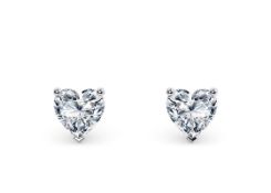 Heart 3.00 Carat Diamond Earrings Set in 18kt White Gold - D Colour VS Clarity - IGI