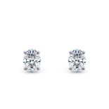 Oval Cut 2.00 Carat Natural Diamond Earrings 18kt White Gold - Colour D - SI Clarity- GIA