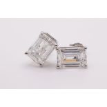 Emerald Cut Cut 12.00 Carat Diamond 18kt White Gold Earrings- D Colour VVS Clarity IGI