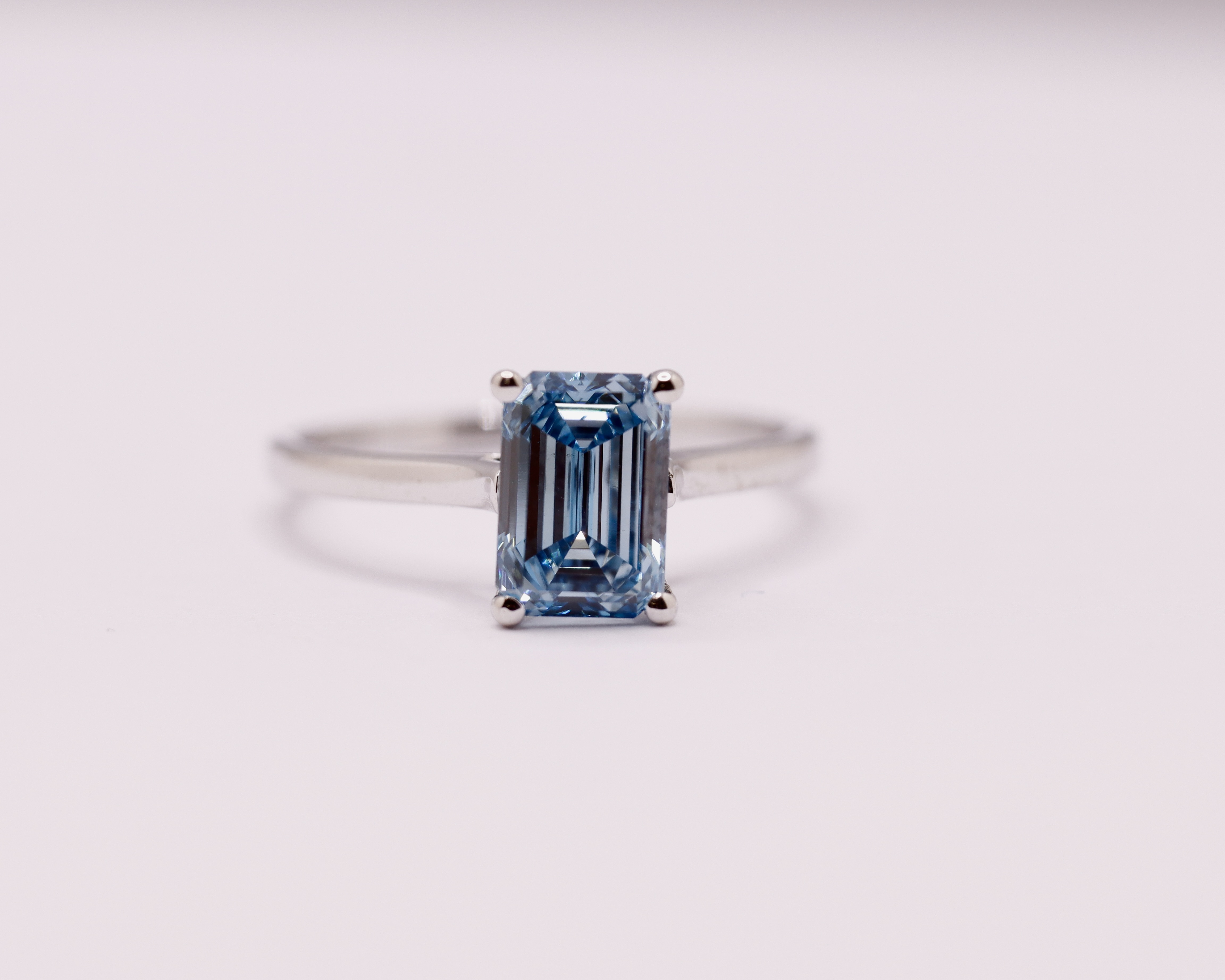 ** ON SALE ** Fancy Blue Emerald Cut 1.50 Carat Diamond 18Kt White Gold Ring -VS1 Clarity