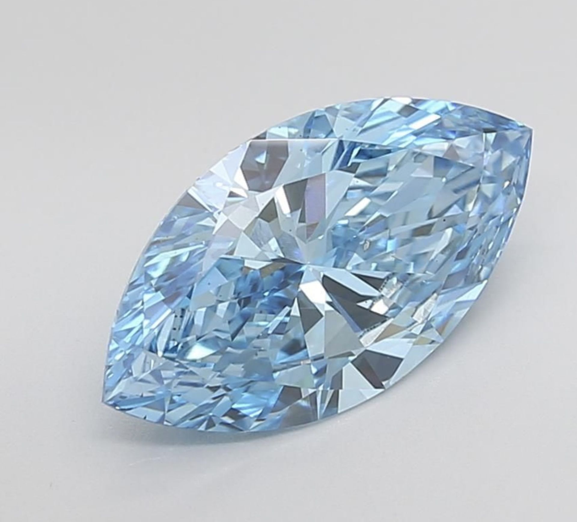 Marquise cut 4.02 Carat Diamond Fancy Blue Colour VS2 Clarity EX EX - IGI - Bild 7 aus 9