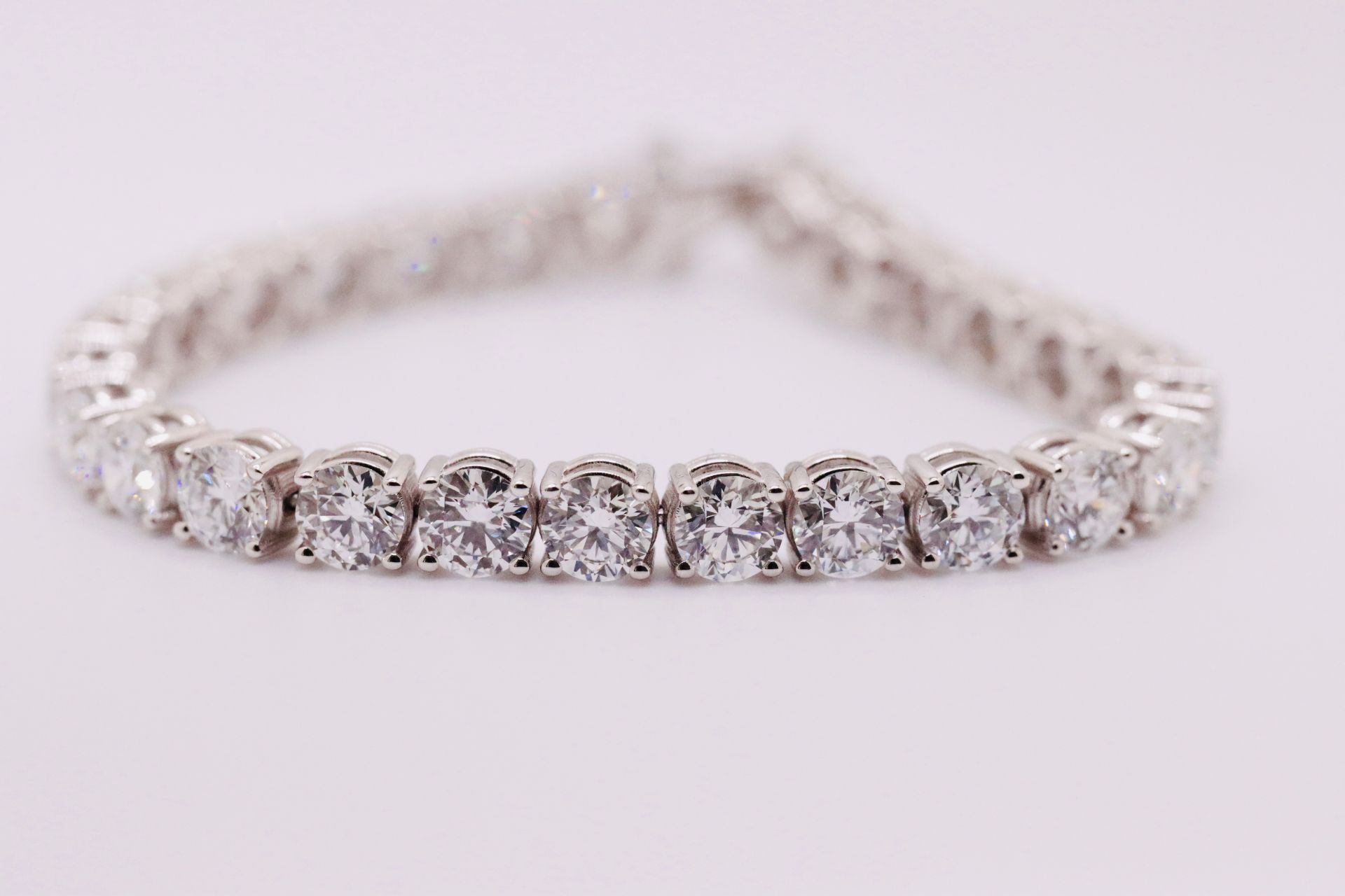 ** ON SALE ** Round Brilliant Cut 21 Carat Diamond Tennis Bracelet D Colour VVS Clarity - Bild 4 aus 14