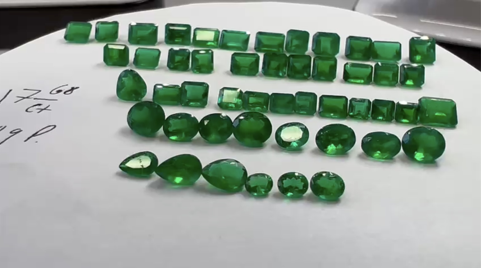 Parcel Of 49 ** Natural Emeralds ** 17.68 Carats - Sizes From 0.11 - 0.62 Carats