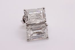 Emerald Cut Cut 10.00 Carat Diamond 18kt White Gold Earrings- D Colour VVS Clarity IGI