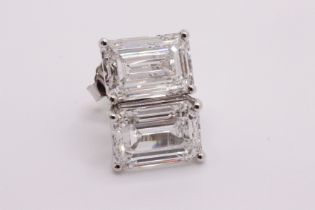 Emerald Cut Cut 10.00 Carat Diamond 18kt White Gold Earrings- D Colour VVS Clarity IGI