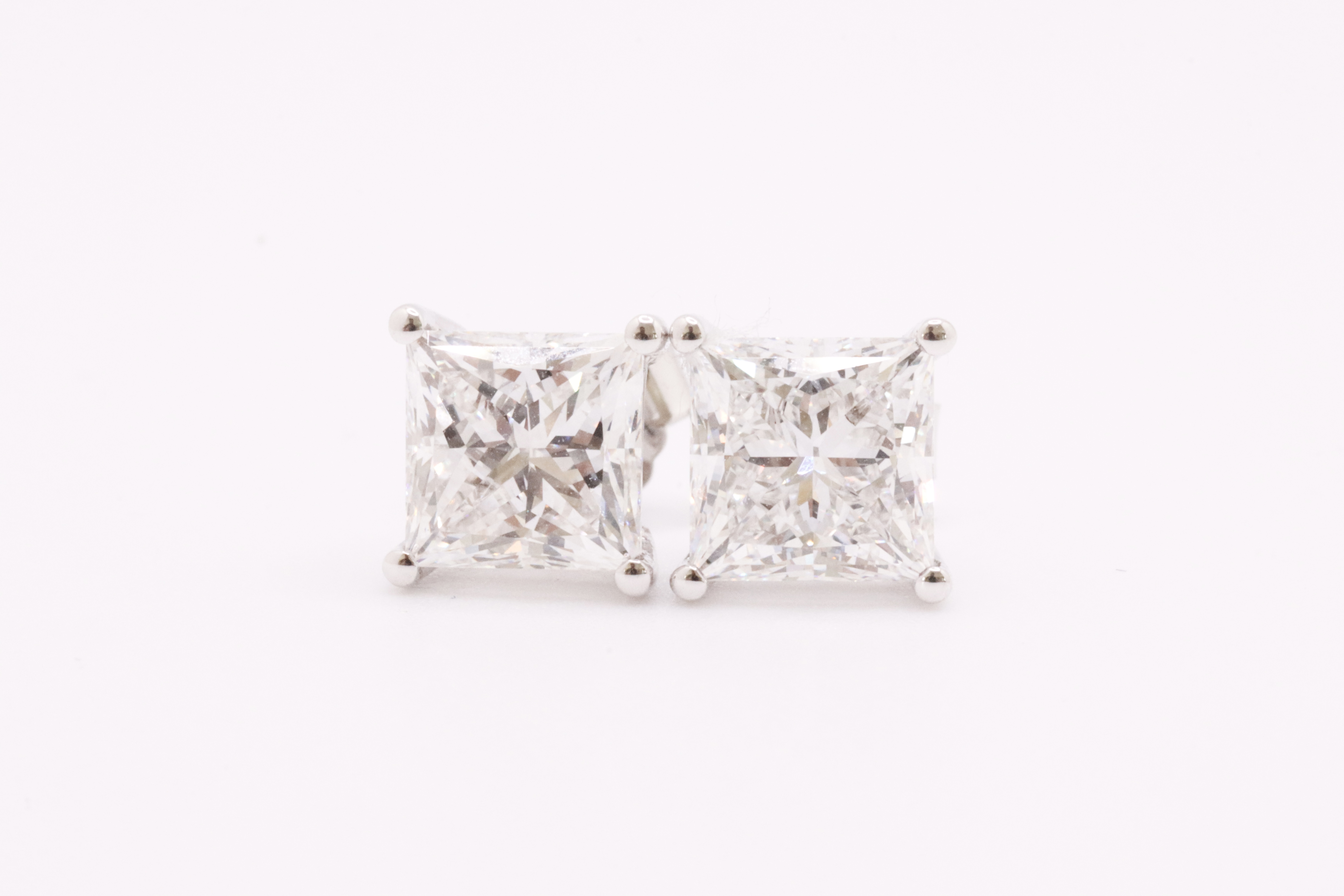 ** ON SALE ** Princess Cut 5.00 Carat Diamond Earrings Set in 18kt White Gold - F Colour SI Clarity