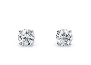 **ON SALE**Round Brilliant Cut 3.00 Carat Diamond Earrings Set in 18kt White Gold -E Colour VVS GIA