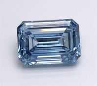 Emerald Cut Diamond Fancy Blue Colour VS1 Clarity 4.05 Carat EX EX - IGI