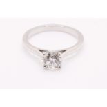 Round Brilliant Cut Natural Diamond Platinum Ring 1.20 Carat D Colour VS2 Clarity ID EX EX - GIA