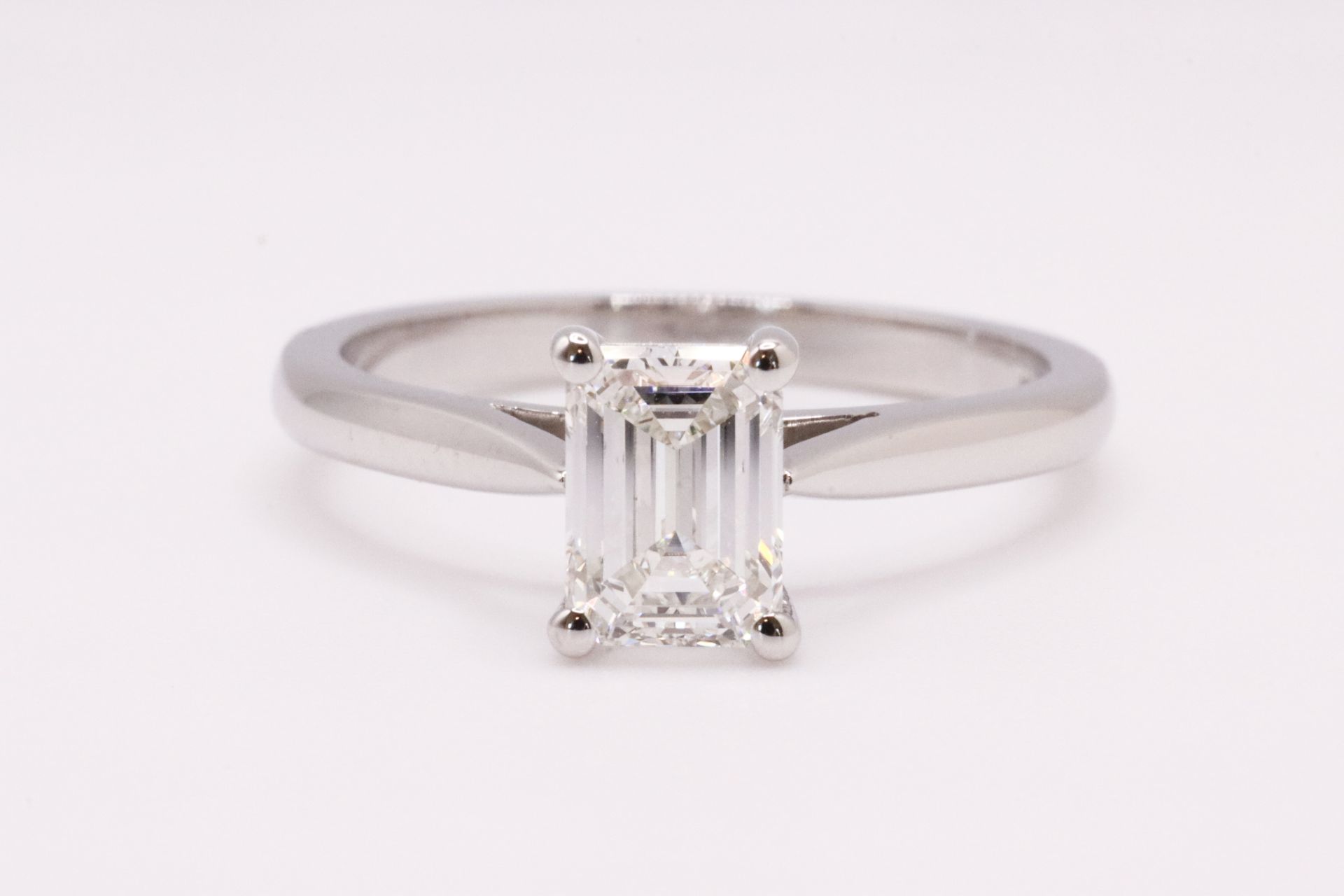 Emerald Cut Natural Diamond Platinum Ring 1.00 Carat D Colour VS1 Clarity EX EX - GIA - Bild 4 aus 8